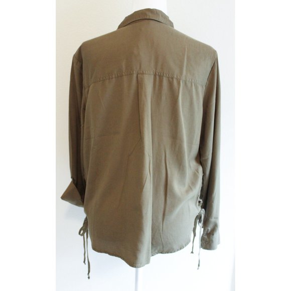 Express Military green Button up shirt with side ties - Picture 4 of 5
